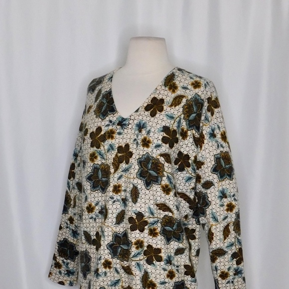 GARNET HILL Cashmere Floral V Neck Sweater Pullover Dolman Knit Cottage Small - Picture 6 of 12